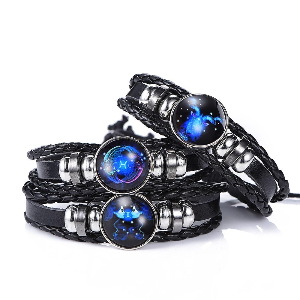 Elegant Zodiac Constellation Leather Bracelet for All