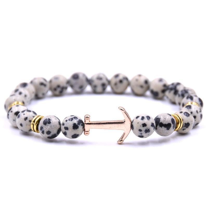 Bracelet en Pierre Naturelle au Design Ancre Élégant pour Hommes et Femmes