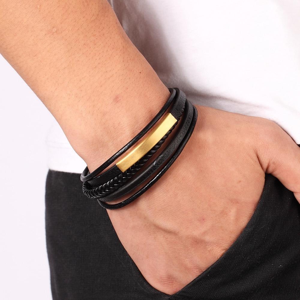 Classic Genuine Leather Multilayer Bracelet for Men