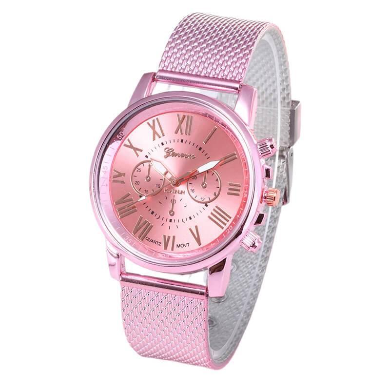 Montre analogique élégante en faux cuir pour femmes