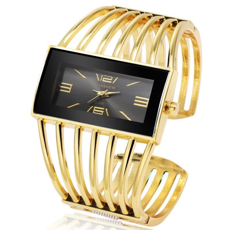 Montre Bracelet Bangle Femme en Or Rose Élégante