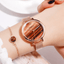 Montre Quartz Casual Femme en Or Rose avec Bracelet en Maille
