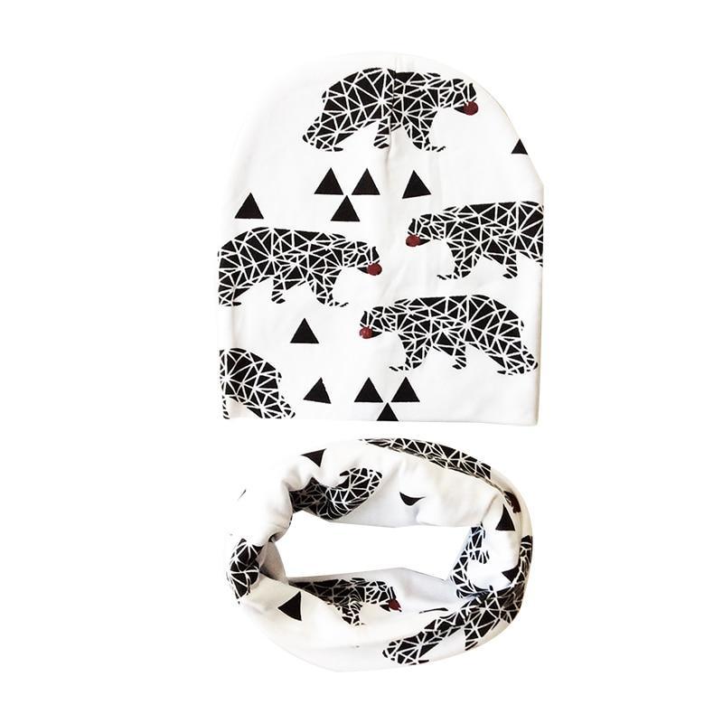 Modern Cartoon Sheep Cotton Hat & Scarf Set for Kids