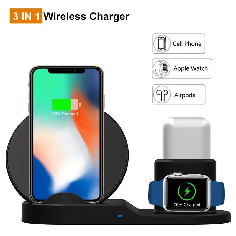 Cargador Inalámbrico Qi de 10W para iPhone y Dispositivos Android