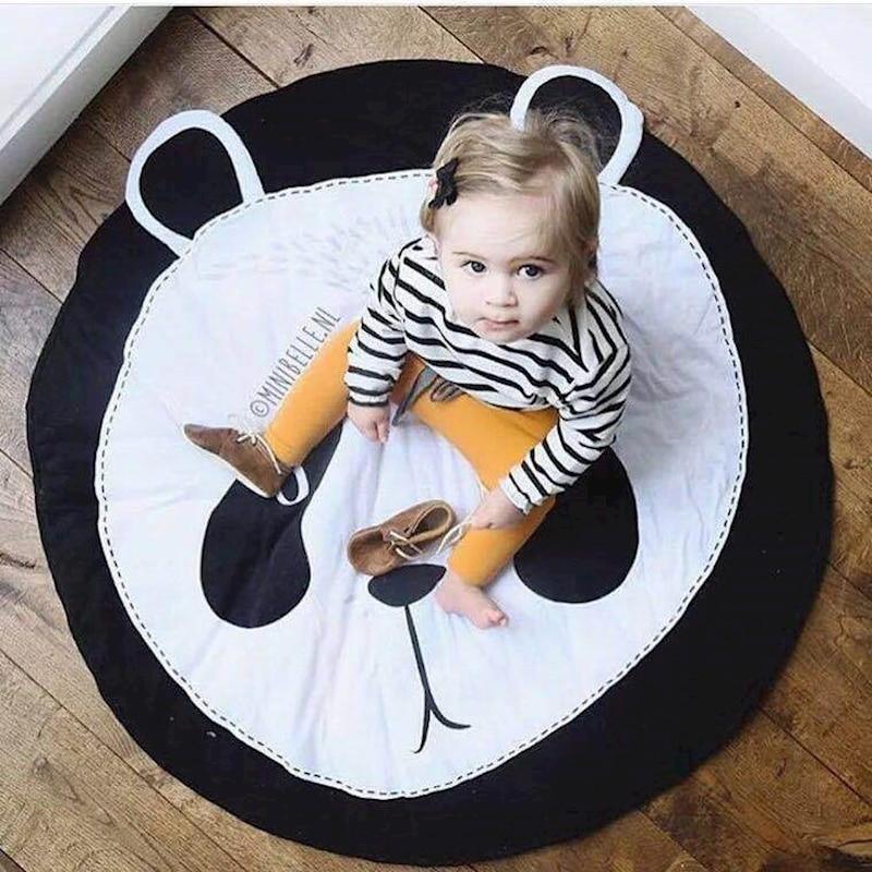 Alfombra de Juego de Algodón Premium para Bebés - Alfombra Redonda Suave para Niños