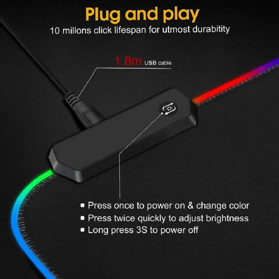 Tapis de souris de jeu RGB premium avec design de carte du monde