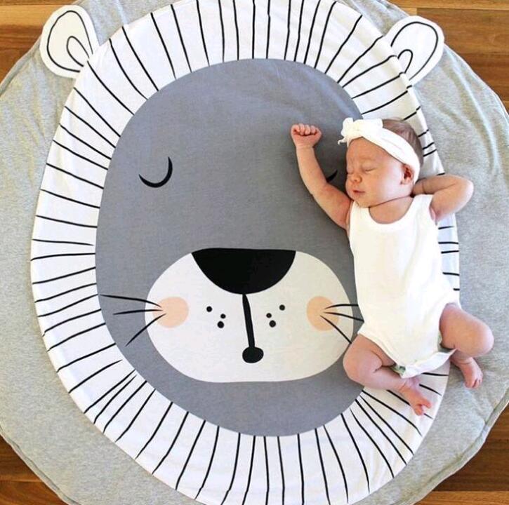 Deluxe Cartoon Animal Play Mat for Infants - Foldable Cotton Rug - Korvel
