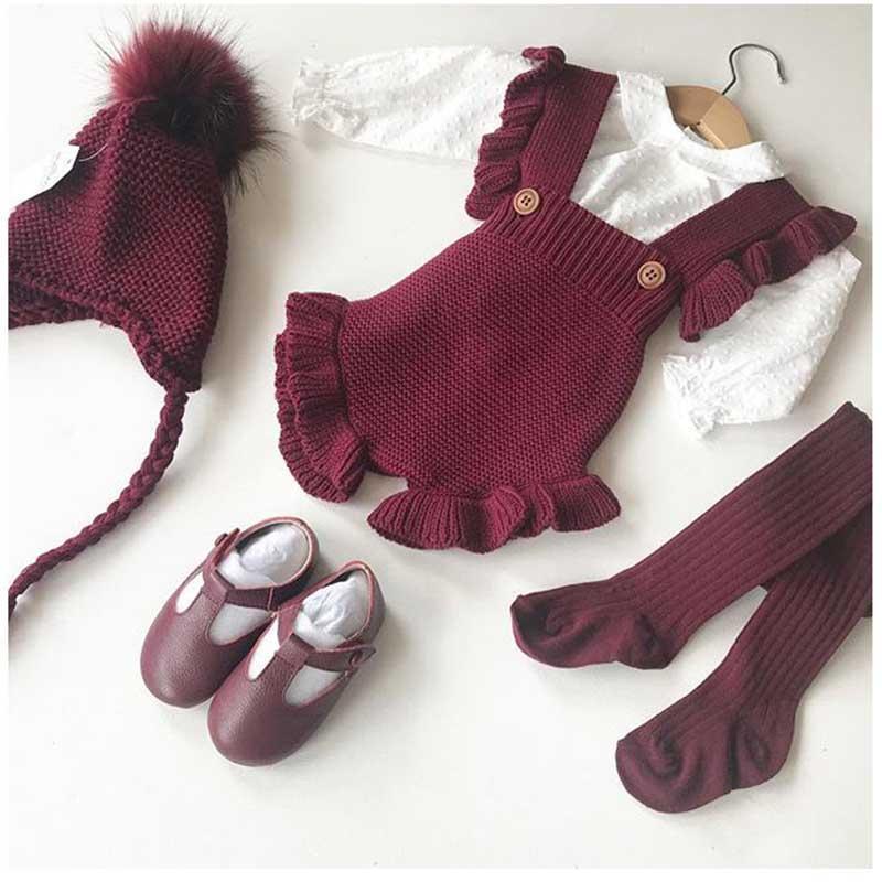 Combinaison Tricotée de Style Rétro pour Fille Bébé