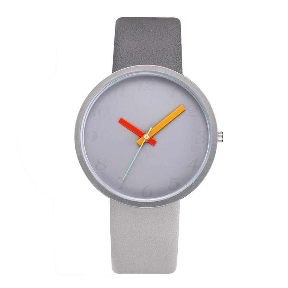 Montre à Quartz Contrastée Grise Moderne pour Femmes et Hommes