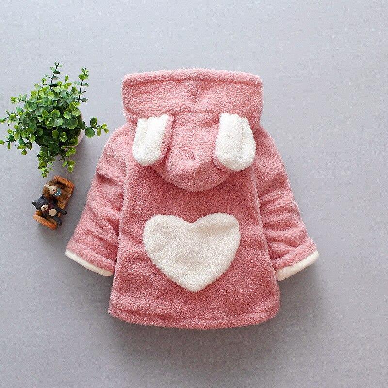 Cozy Velvet Winter Coats for Baby Girls - Heart Print Hoodies - Korvel