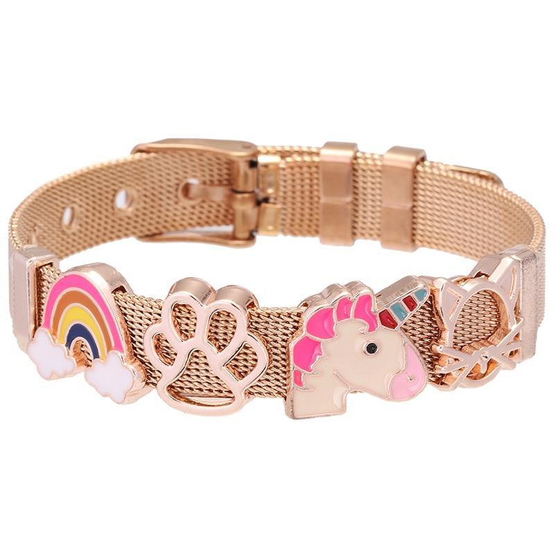 Conjunto de Pulseras de Acero Inoxidable Elegante con Charm de Corazón de Cristal