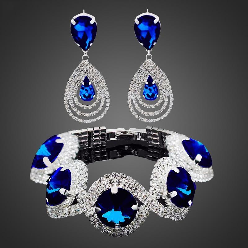 Elegant Wedding Bridal Jewelry Set with Rhinestones and Crystals