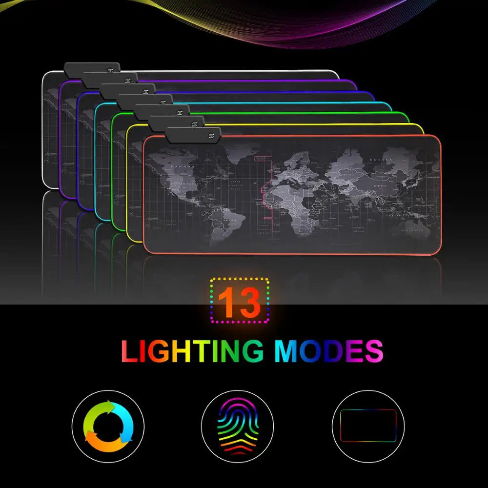 Tapis de souris de jeu RGB premium avec design de carte du monde