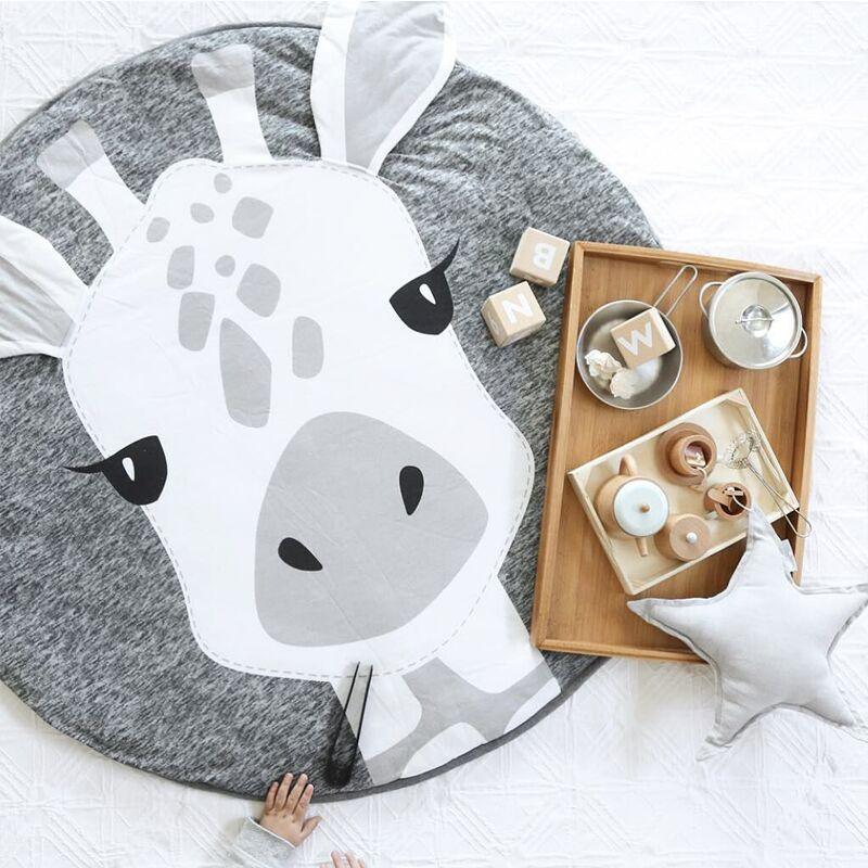 Deluxe Cartoon Animal Play Mat for Infants - Foldable Cotton Rug - Korvel