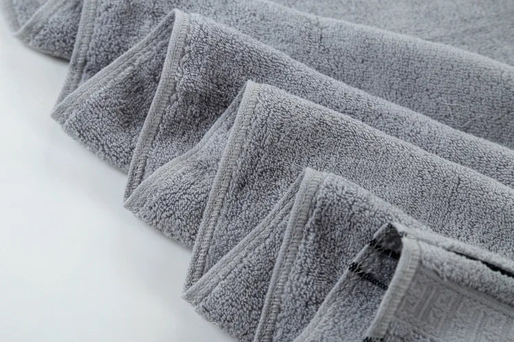 3Pieces Set Grey Cotton Towel Set for Men toalla 2pc Face Washcloth Hand Towel 1pc Bath Towel Camping Shower Towels Bathroom - Korvel