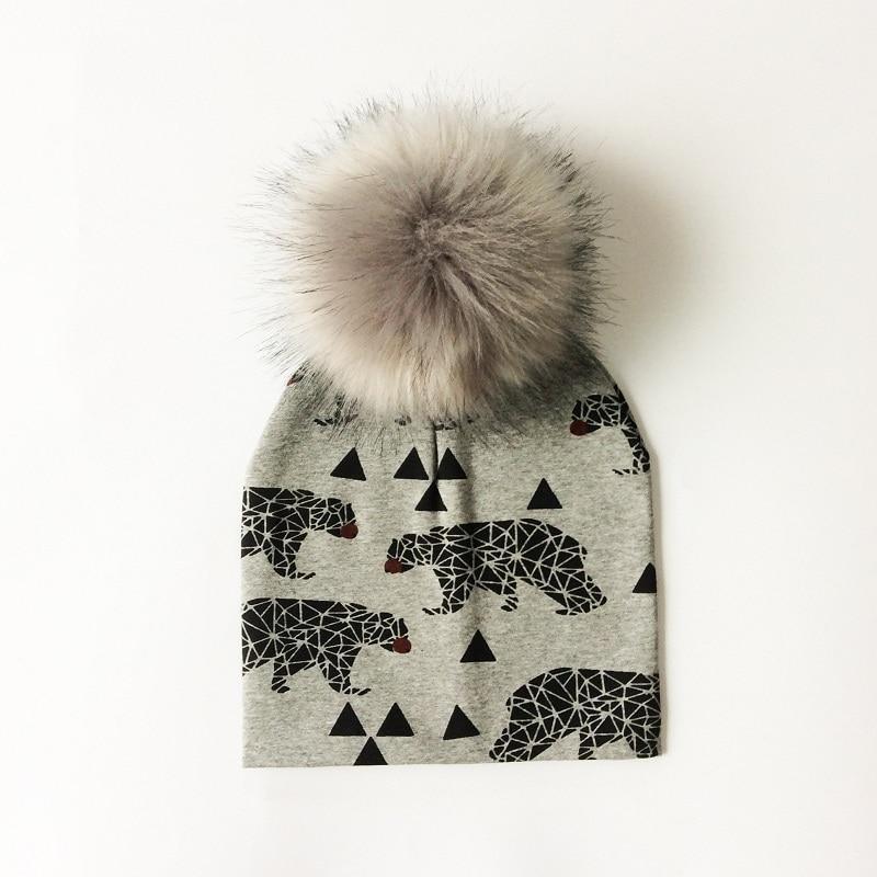 Luxury Cartoon Print Cotton Beanie Hat for Kids