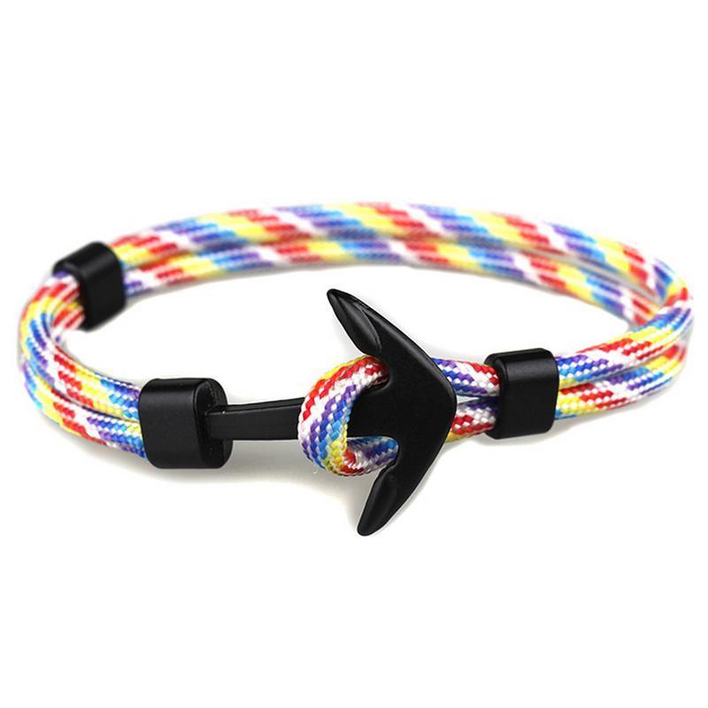 Pulsera de Paracord con Ancla Negra Elegante para Hombres