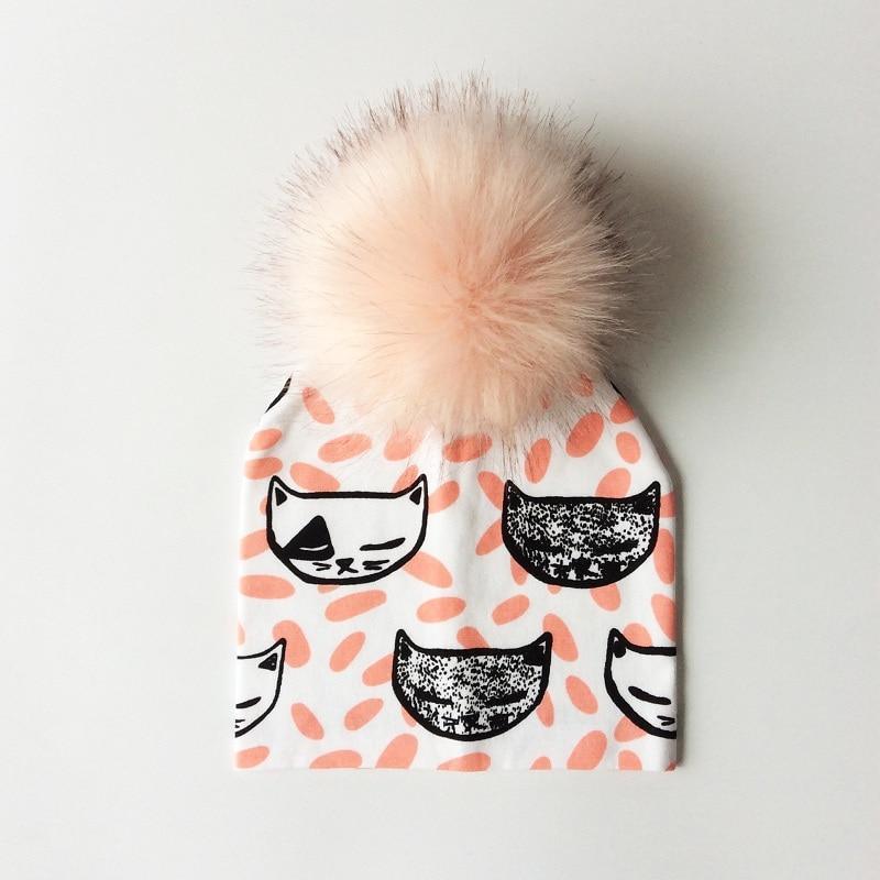 Luxury Cartoon Print Cotton Beanie Hat for Kids