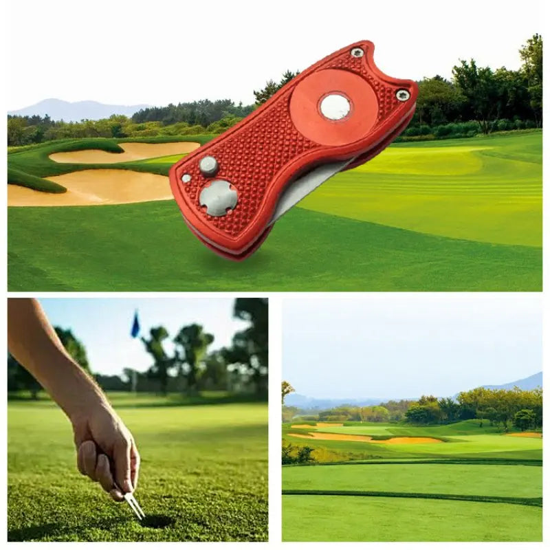 Foldable Golf Divot Tool with Golf Ball  Tool Pitch Groove Cleaner Golf Training Aids Golf Accessories Putting Green Fork - Korvel