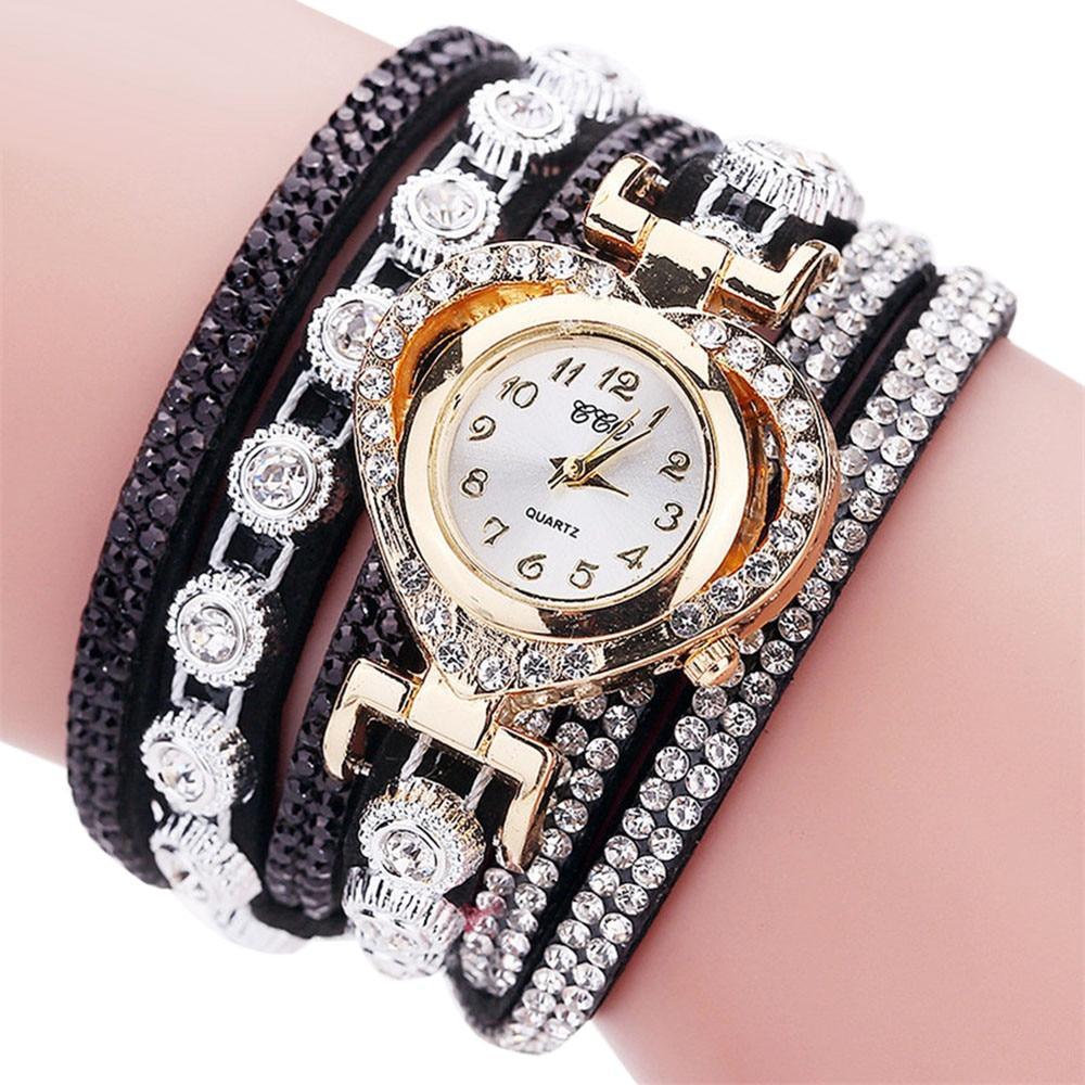 Montre Quartz Bracelet Vintage en Cristal Rhinestone de Luxe