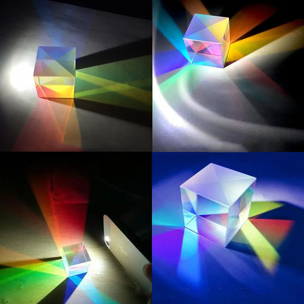 1Pcs Six-Sided X-Cube Bright Light Cube Stained Glass Prism Beam Splitting Prism Optical Experiment Instrument Optical Lens - Korvel