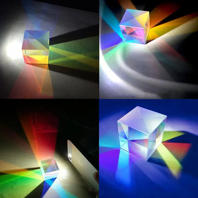 1Pcs Six-Sided X-Cube Bright Light Cube Stained Glass Prism Beam Splitting Prism Optical Experiment Instrument Optical Lens - Korvel
