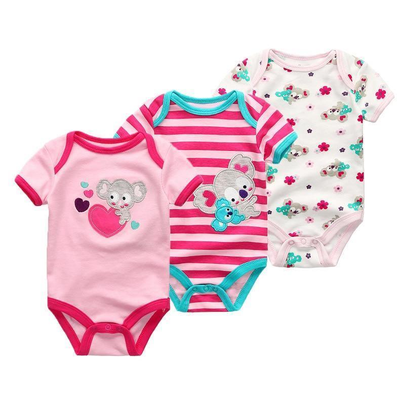 3-Piece Modern Baby Bodysuit Set - Unisex Unicorn Design