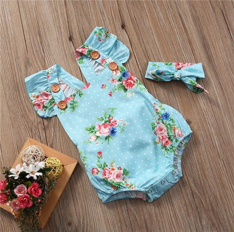 2-Piece Newborn Baby Sleeveless Cotton Rompers Set