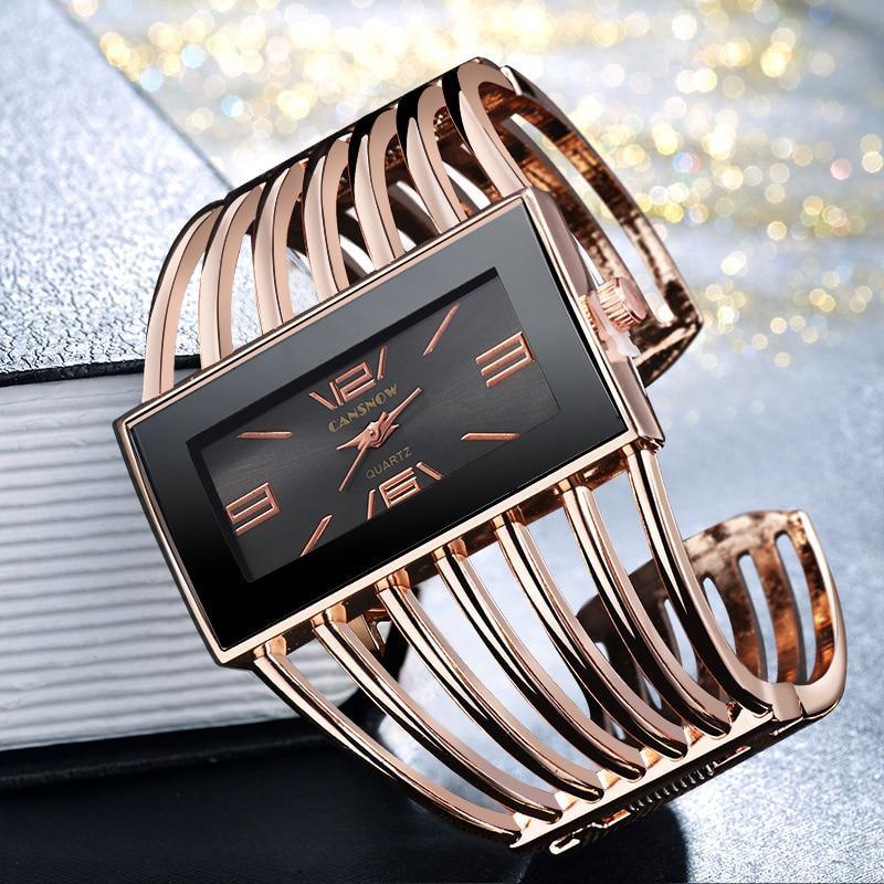 Montre Bracelet Bangle Femme en Or Rose Élégante