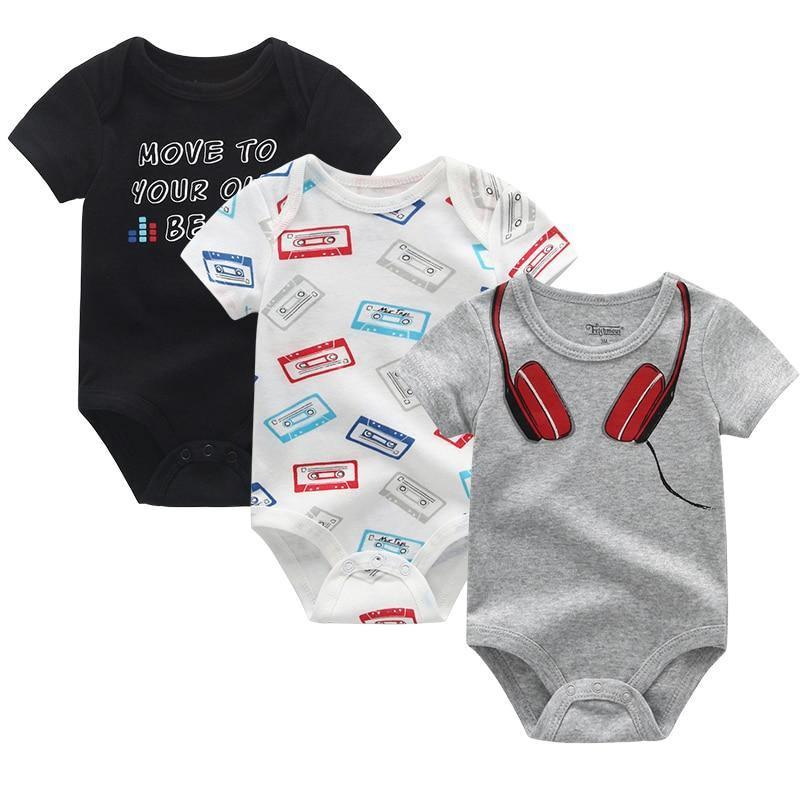 3-Piece Modern Baby Bodysuit Set - Unisex Unicorn Design