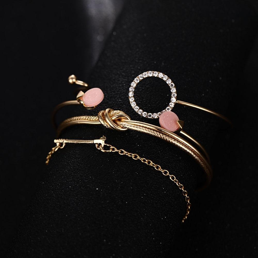 Luxury Gold Crystal Circle Arrow Bracelet Set for Women