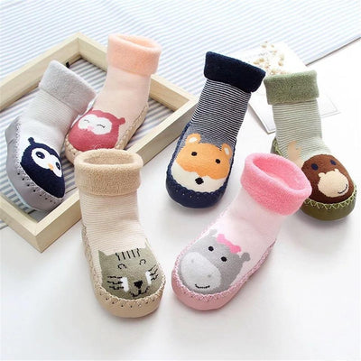 Baby Warm Stretchy Booties with Rubber Soles for Newborns