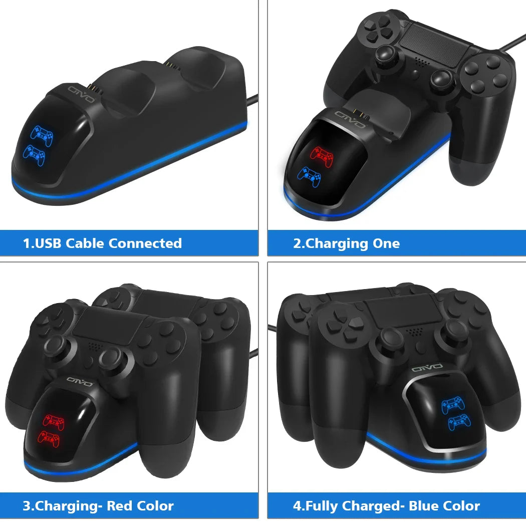 OIVO Fast PS4 Controller Charging Dock Station Dual Charger Stand with Status Display Screen for Play Station 4/PS4 Slim/PS4 Pro - Korvel