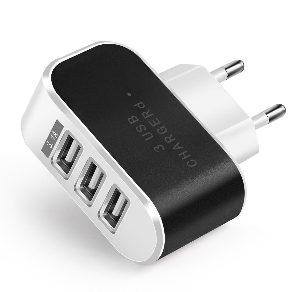 Triple USB Wall Charger - 5V 2A Power Adapter for Fast Charging Devices - Korvel