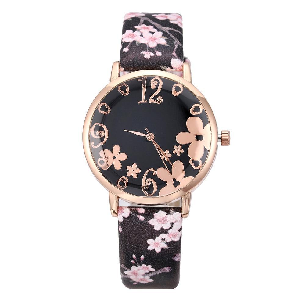 Montre à Quartz pour Femmes au Design Floral Élégant