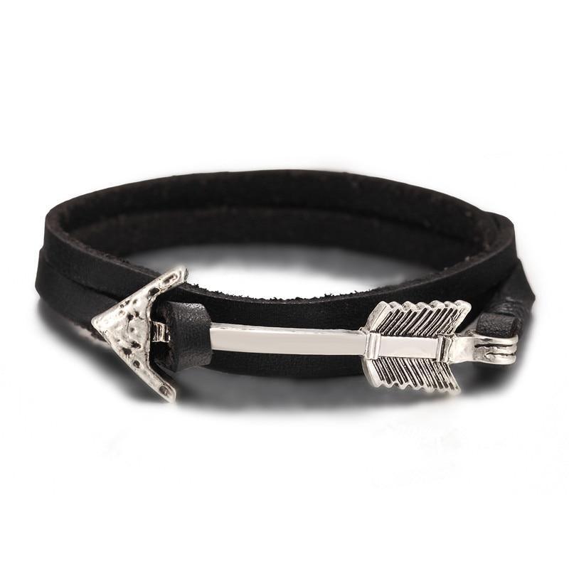 Multilayer Charm Leather Vintage Bronze Arrow Bracelet