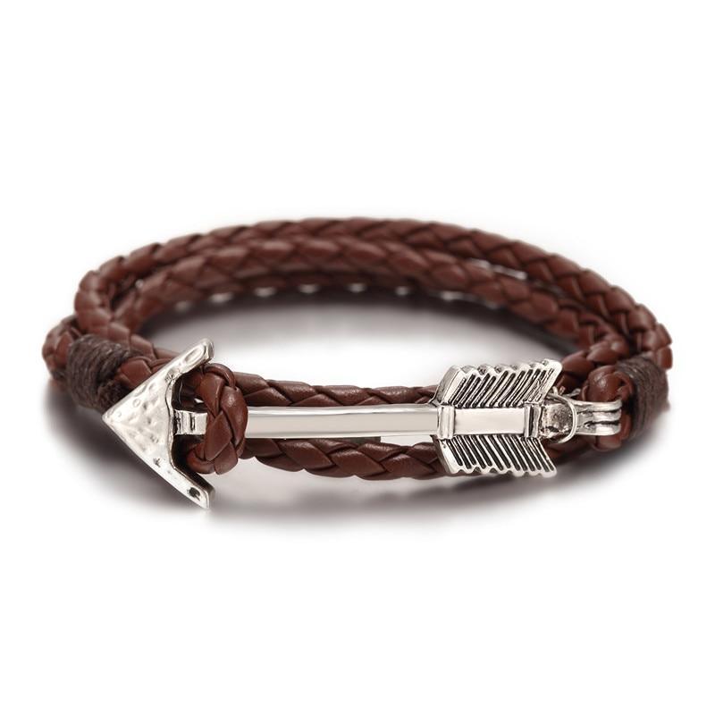 Multilayer Charm Leather Vintage Bronze Arrow Bracelet