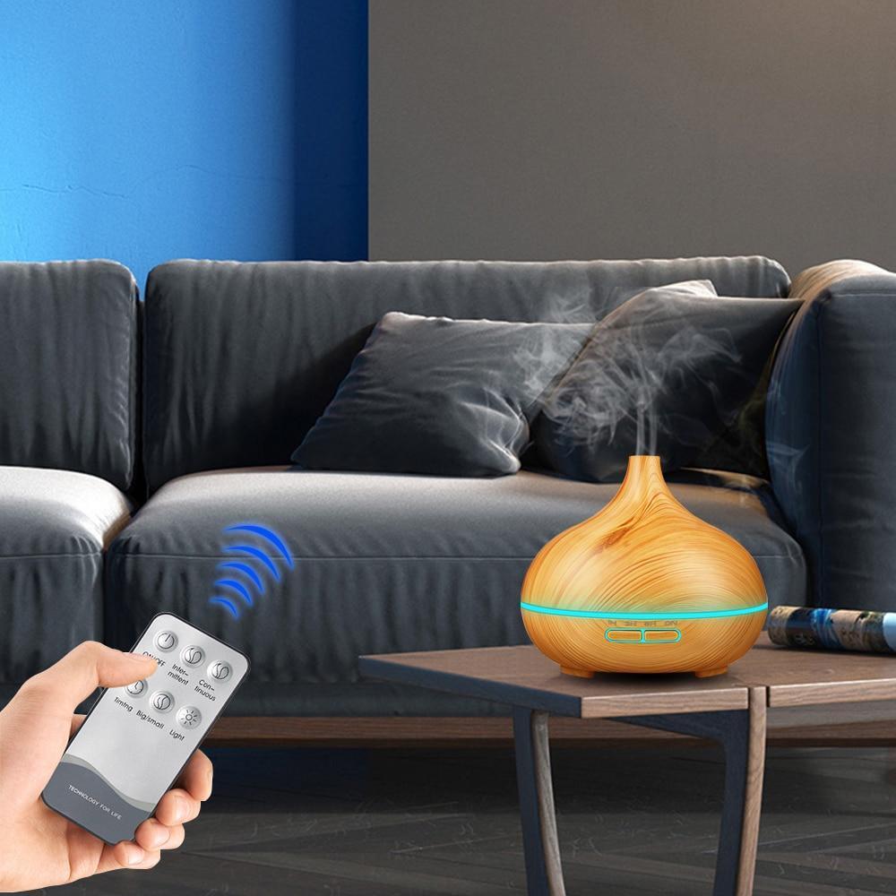 Humidificador de Aire Aroma de 550ml y Difusor de Aceites Esenciales - Grano de Madera