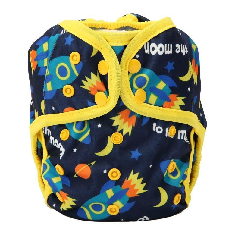 Couche en tissu pour bébé ajustable à taille unique avec double gousset