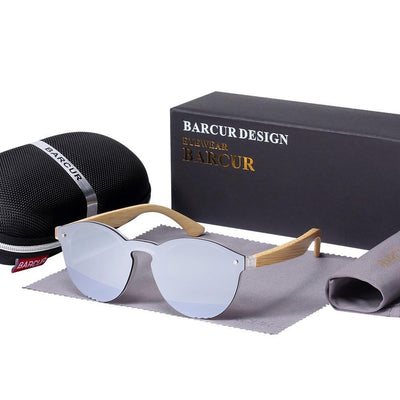 Lunettes de soleil rondes en bambou de luxe avec protection UV400