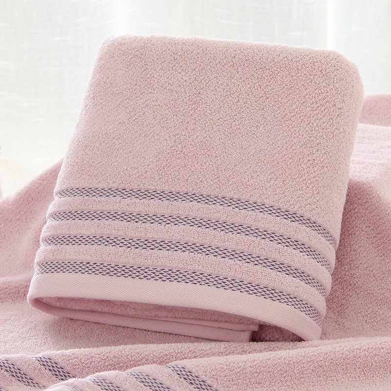 Premium Stripe Cotton Bath Towel Set - 3 Piece Collection