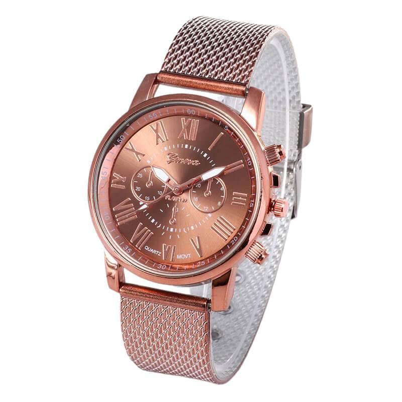 Montre analogique élégante en faux cuir pour femmes