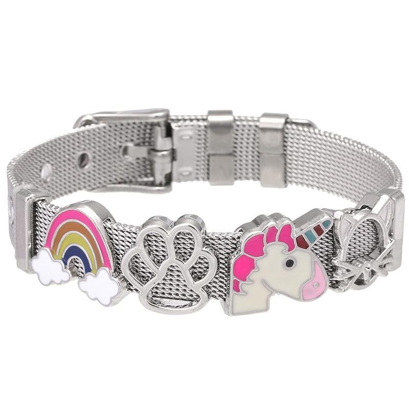 Conjunto de Pulseras de Acero Inoxidable Elegante con Charm de Corazón de Cristal