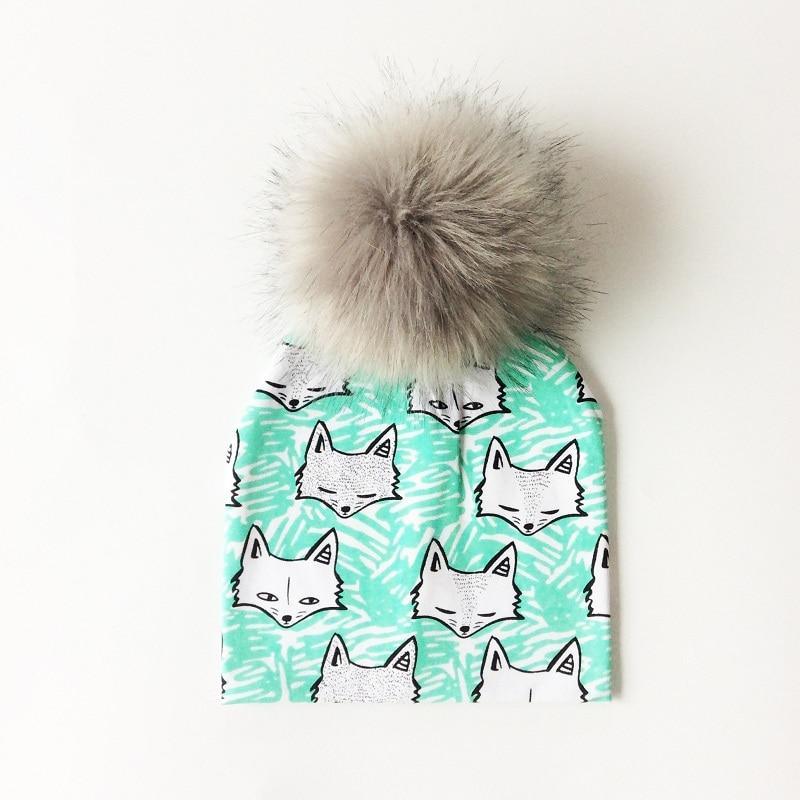 Luxury Cartoon Print Cotton Beanie Hat for Kids