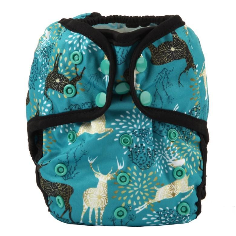 Couche en tissu pour bébé ajustable à taille unique avec double gousset
