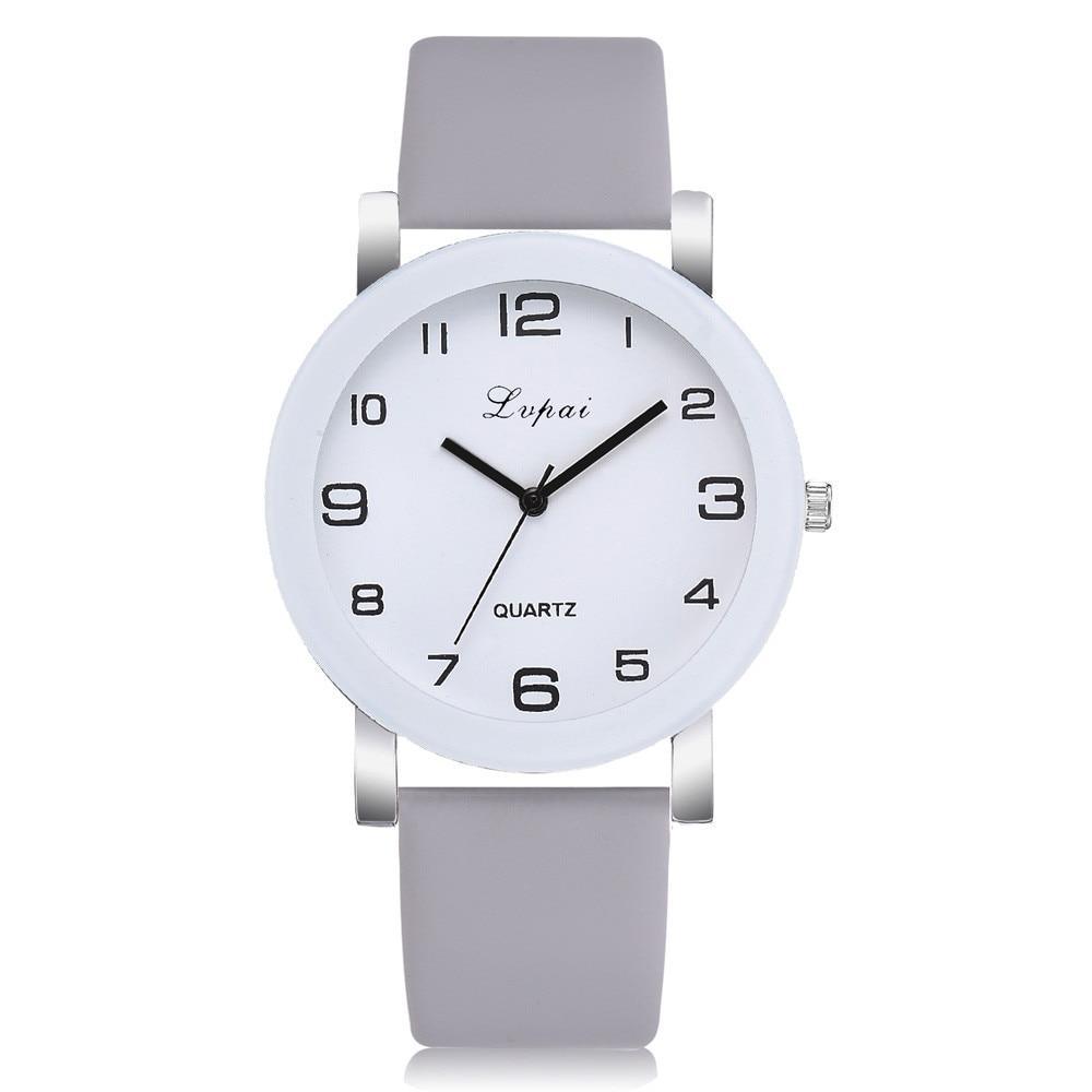 Montre à Quartz Blanche Élégante pour Femme avec Bracelet en Cuir