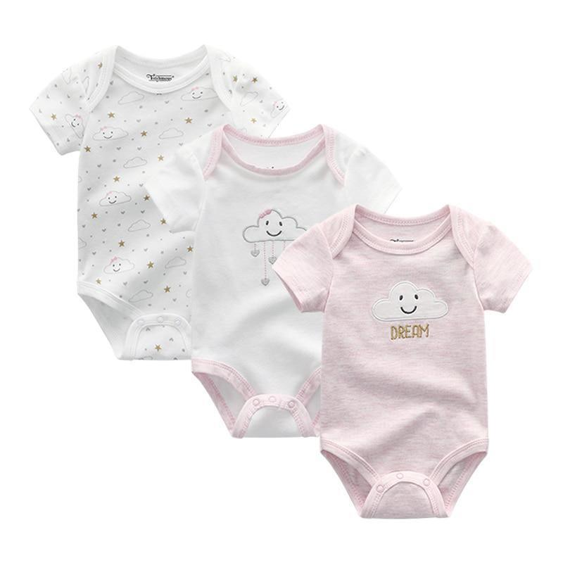 3-Piece Modern Baby Bodysuit Set - Unisex Unicorn Design
