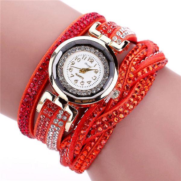 Montre Bracelet en Rhinestones pour Femmes en Quartz Doré Élégant