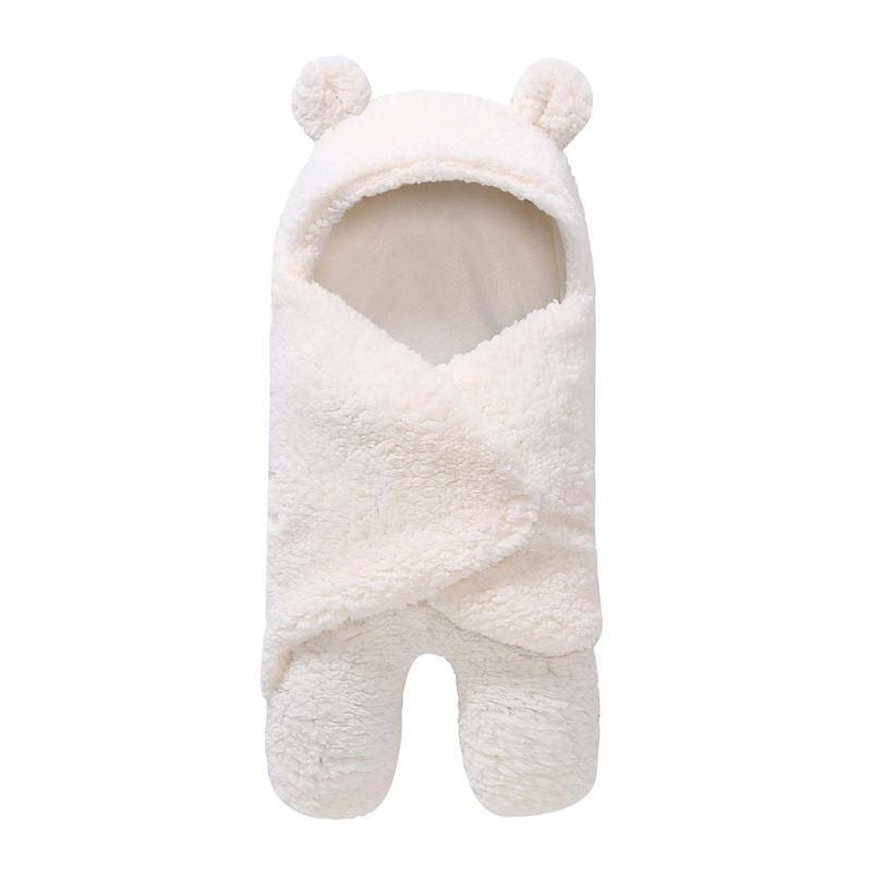 Couverture d'emmaillotage d'hiver pour bébé avec oreilles d'ours en cartoon