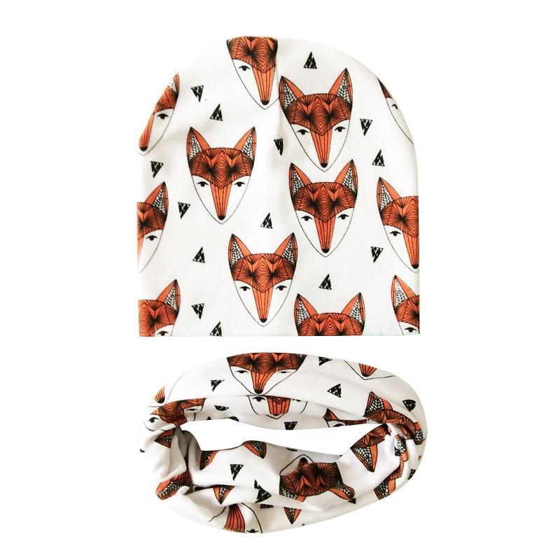 Modern Cartoon Sheep Cotton Hat & Scarf Set for Kids